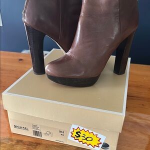 Michael Kors Brown Heeled Boots with Chunky Heel